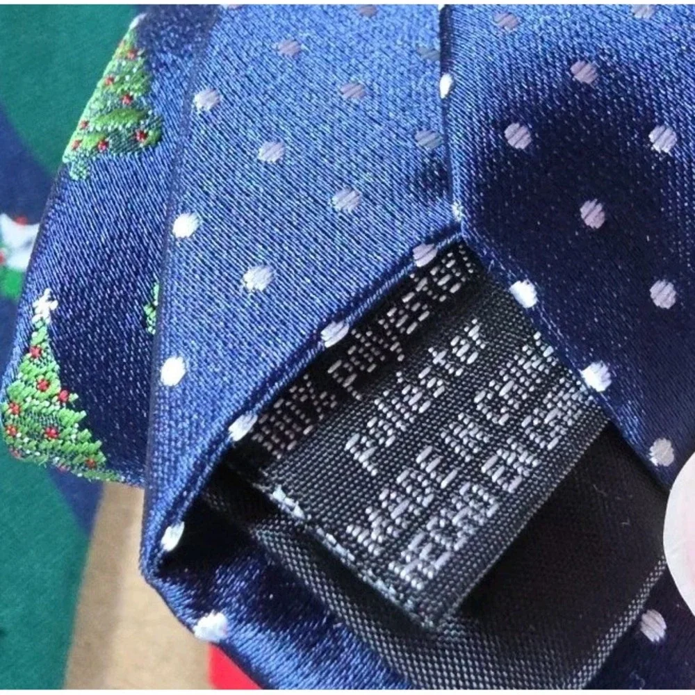 Lot of 2 Christmas TIES /  BELLS HOLLY‎ AND CHRISTMAS TREES NEW AND USED